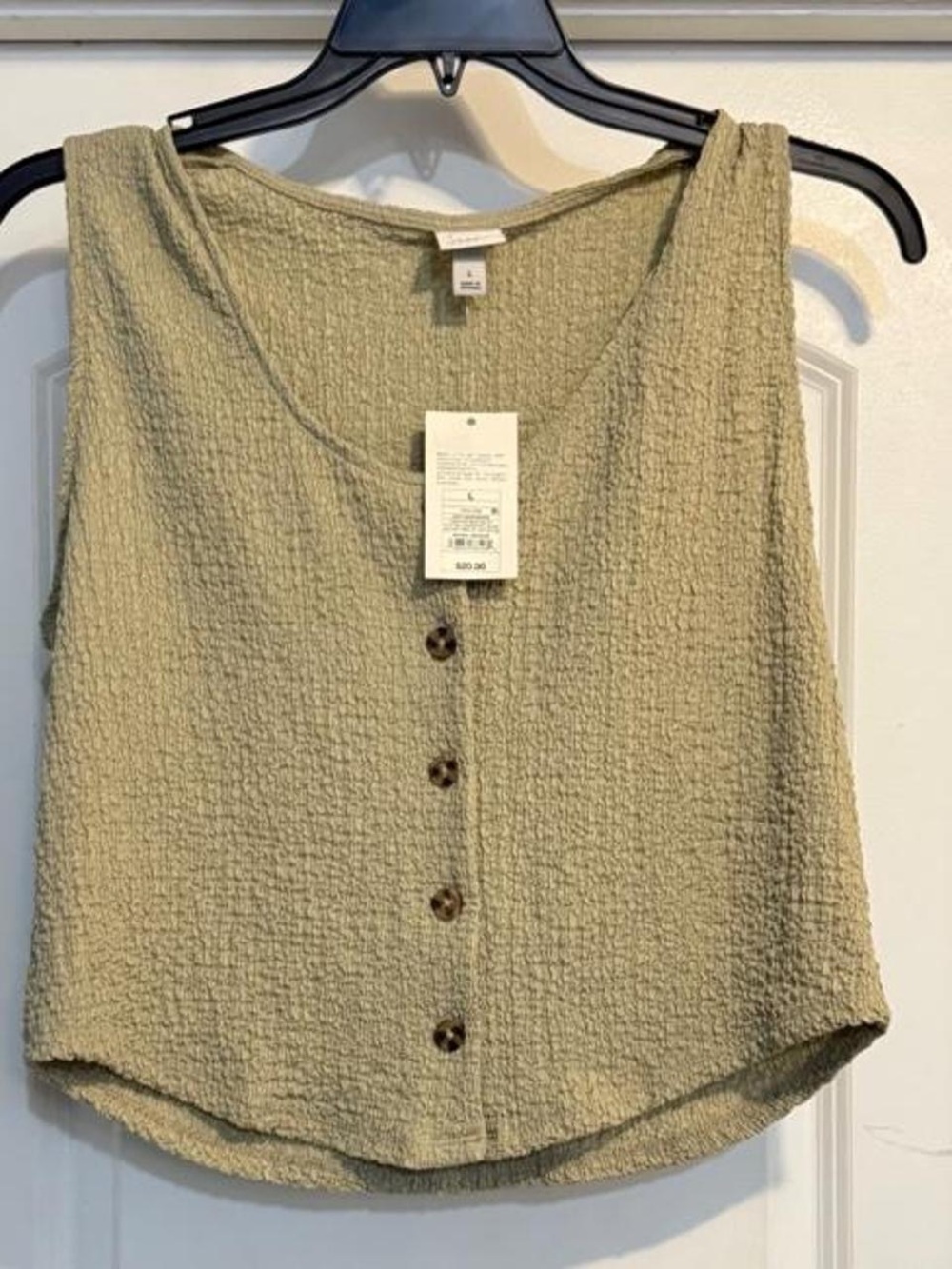 a new day Olive Textured Button-Front Tank Top